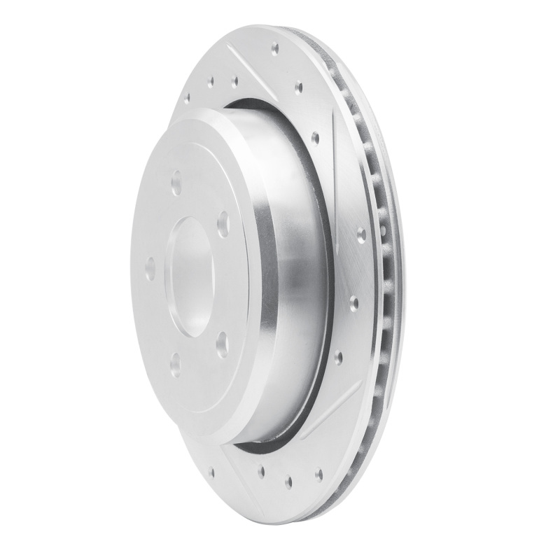 Ford Crown Victoria Brake Rotor (1) - Rear Right - R1 Concepts - Drilled & Slotted - Silver - `03-`11